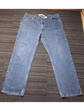 Levi's 505 Jeans Mens 42x32 Blue Denim Regular Fit Straight Leg Red Tab